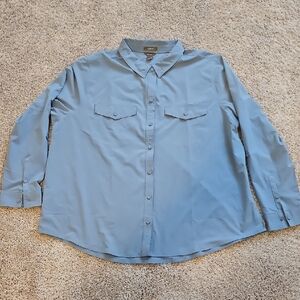 Eddie Bauer Light Blue Button-Down Departure Shirt XXL